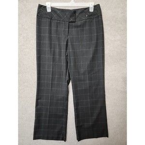 Worthington Wide Leg Trouser Dress Pants Womens 14 Gray Windowpane Stretch